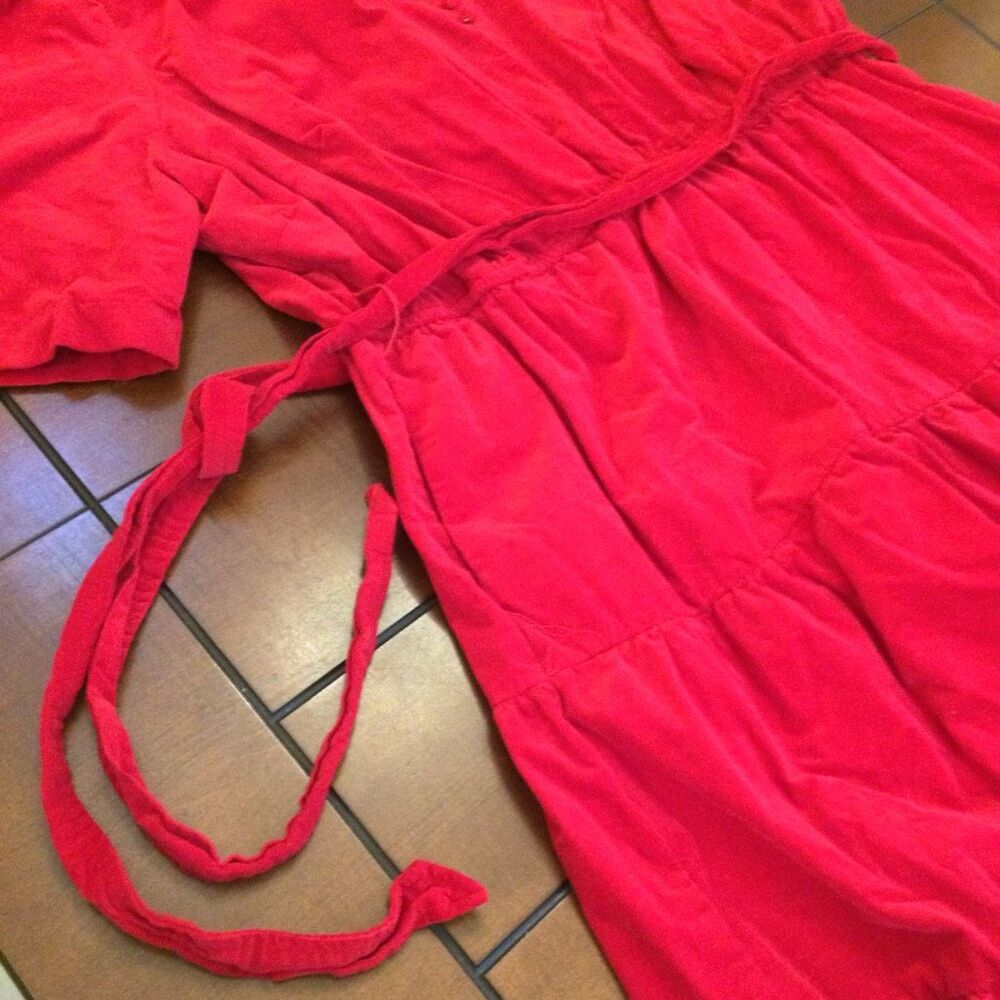 Draper James Red tiered a line dress 2x with tie velvety corduroy - Picture 4 of 12
